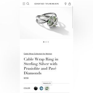 COPY - DY ring Cable Wrap Ring in Sterling Silver with Prasiolite and Pavé Diam…